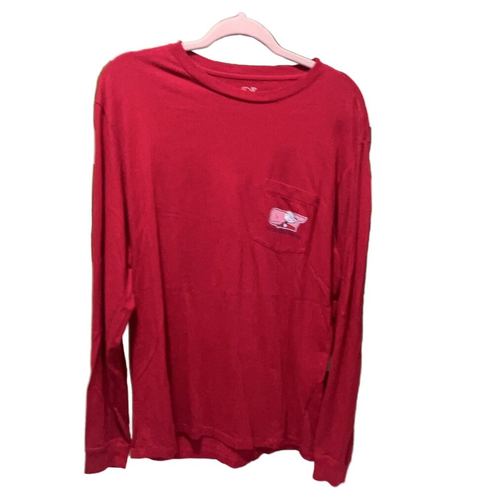 vineyard vines Happy Valentine's Day I Whale You Men's M Red Long Sleeve T-Shirt